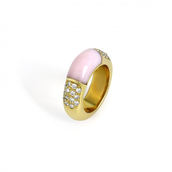 Heyder Exclusiv Damenring Opal rosa aus 750/- Gelbgold