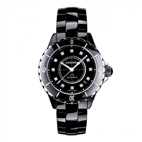 CHANEL J12 SCHWARZ KERAMIK DIAMANTZIFFERBLATT 38 MM H1626