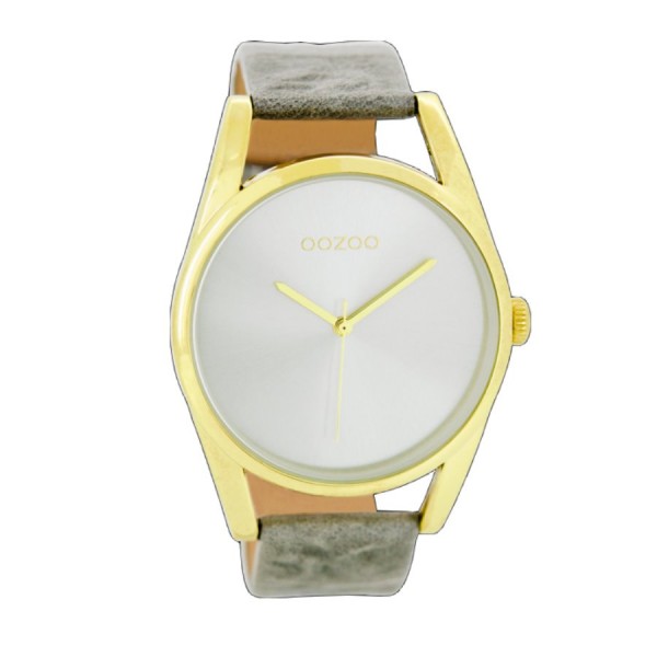 OOZOO Damenuhr XL hellgrau-gold C7670