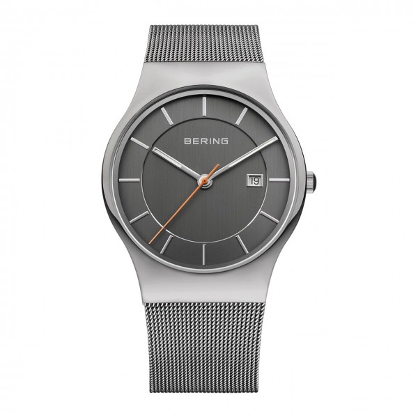 Bering Herrenuhr Classic Collection Milanaise grau