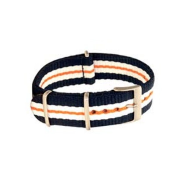 Textilarmband Nato-Style - Uhrenarmband blau-weiß-orange