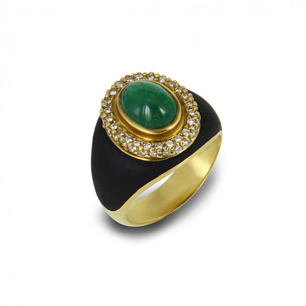 Heyder Exclusiv Damenring Smaragd 750-er Gelbgold