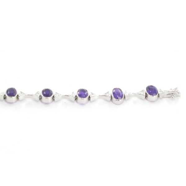 Armband aus 750-er Weißgold mit Amethysten & Brillantbesatz,