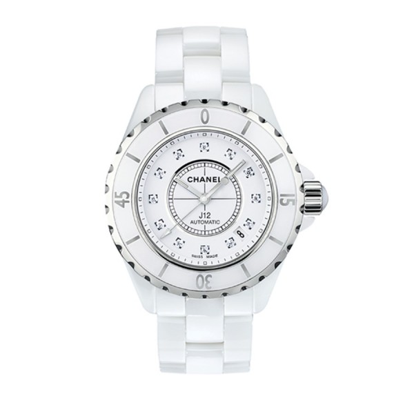 CHANEL J12 WEISS DIAMANT AUTO 38 MM H1629