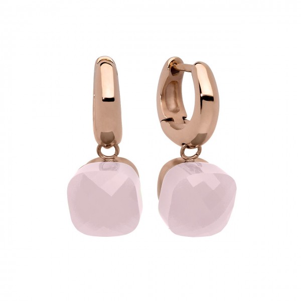 Qudo Creolen Firenze big rose quartz opal 300047